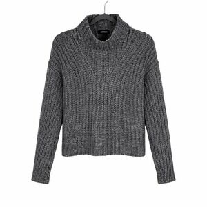 Express Womens Wool Blend Cowl Neck Sweater XS Chunky Fisherman Scandi Grey